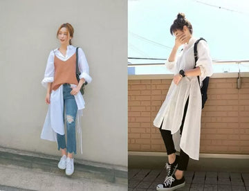 Diện đồ cực chất cùng áo sơ mi form rộng hàn quốc
